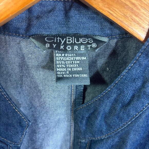 Vintage Embroidered Chambray Blue Jacket Shacket Floral City Blues Koret Small - Picture 2 of 6